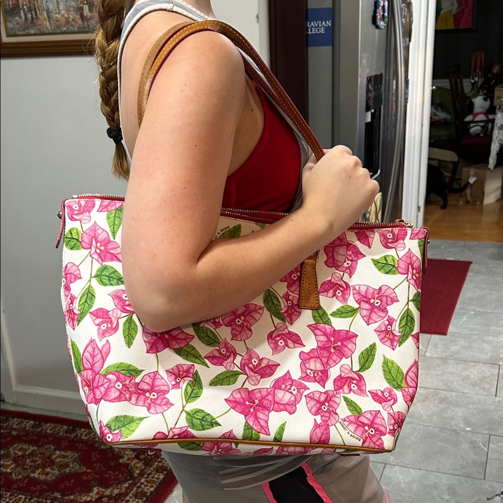 Dooney & Bourke Pink and Green Floral Tote